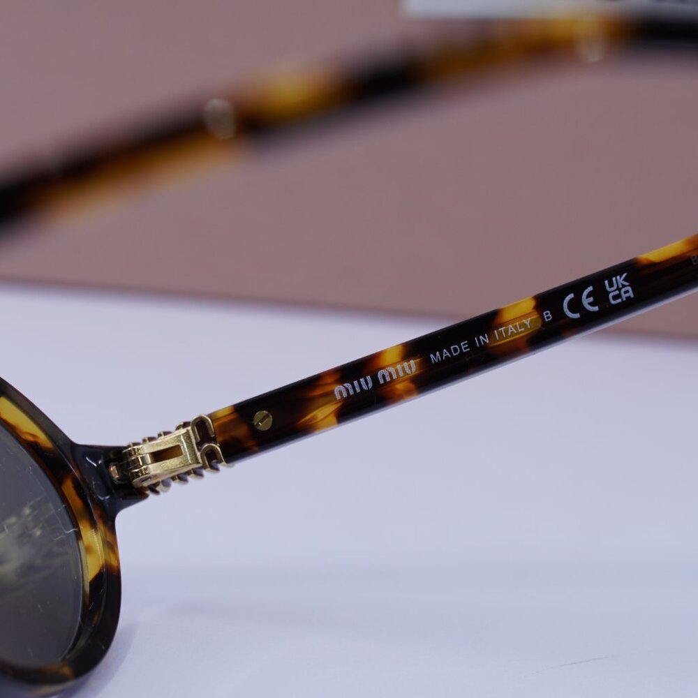 Miu Miu MU04ZSF VAU07F Oval Sunglasses – Honey Havana - Picture 8 of 10